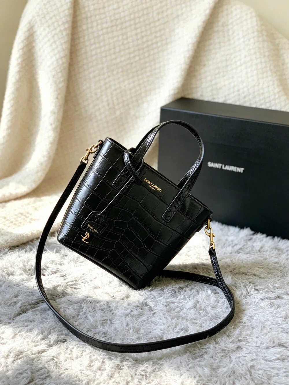 YSL Mini Shopping Tote in Black